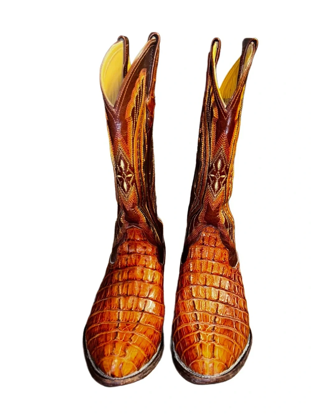 Ferrini ~ Vintage ~ Men’s 9 1/2 ~ Brown & Beige ~ Caiman Crocodile Leather Boots